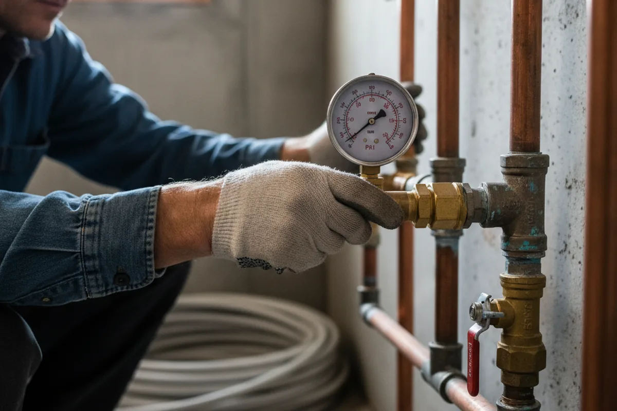 Pressure testing a repaired line during Water Line Repair in Norwalk